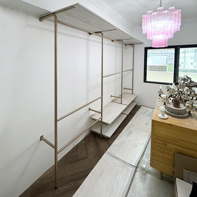 工業風F柱鎖壁式壁面造型展示陳列架WF25/住家更衣間