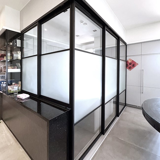 L型垂壁地軌式鋁框拉門WL359(屏風+拉門)