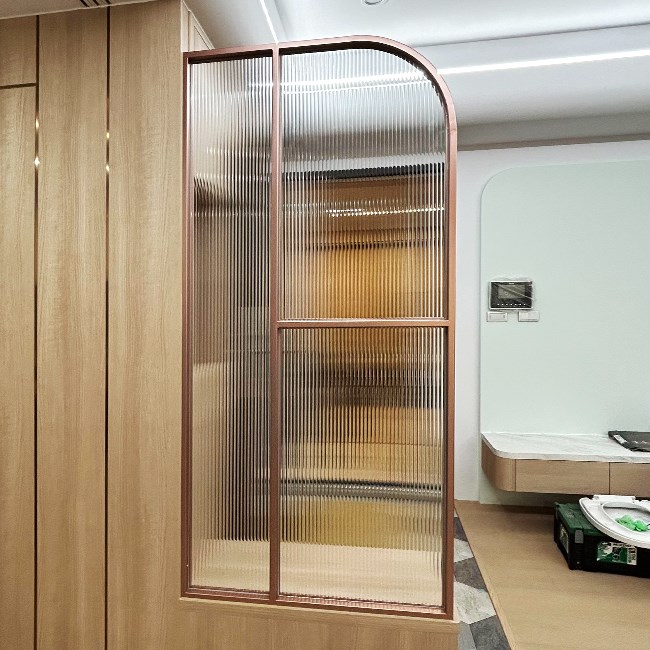 玫瑰金弧形鐵框屏風WL367