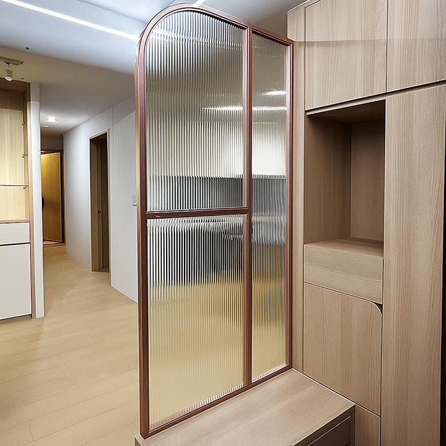 玫瑰金弧形鐵框屏風WL367