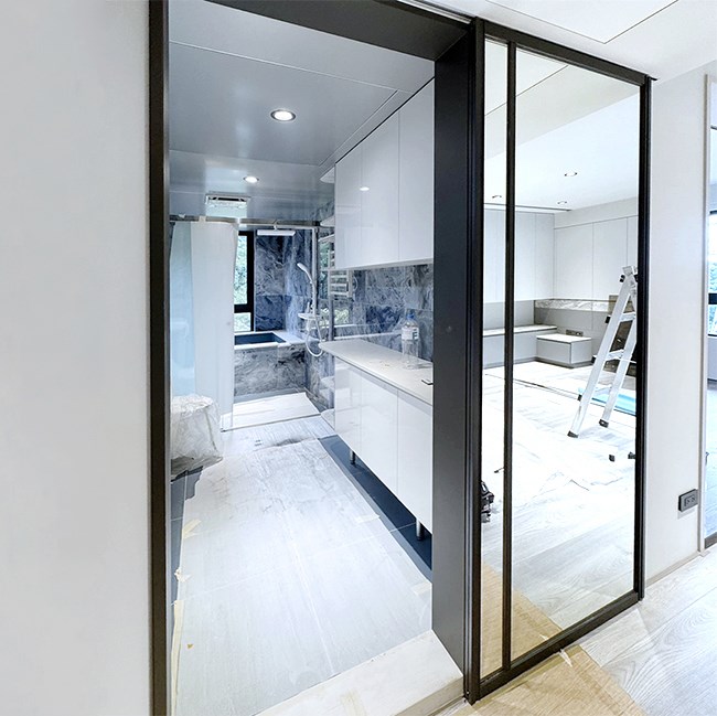 懸吊式雙面鋁框拉門(鏡面+玻璃)WL369