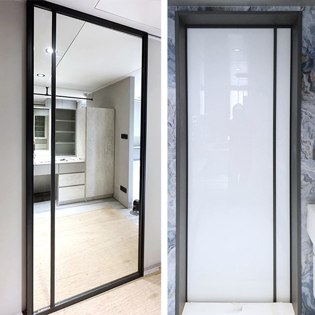 懸吊式雙面鋁框拉門(鏡面+玻璃)WL369