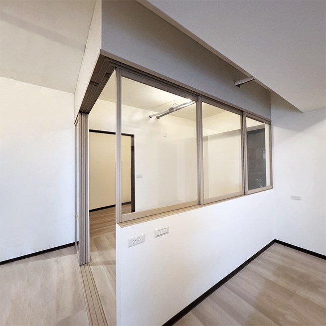 L型垂壁地軌式鋁框拉門WL373