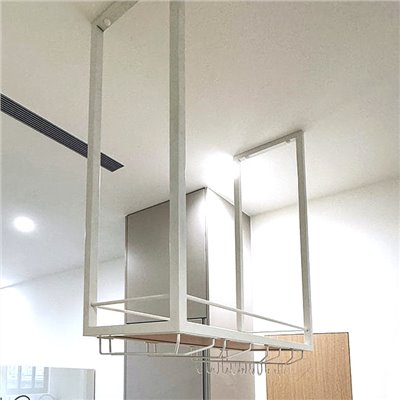 極簡全白框單層吊杯架