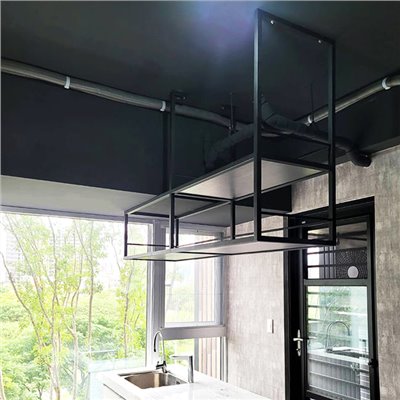 工業風造型黑細框吊掛櫃架