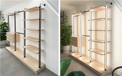 簡約造型燈柱壁面展示架