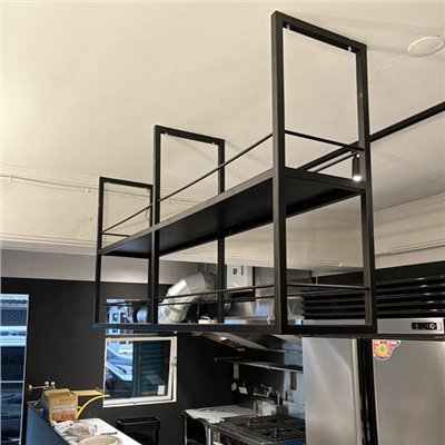 工業風簡約雙層造型黑吊杯架