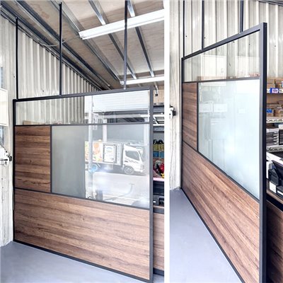 複合式黑框屏風(木板+玻璃)WL230