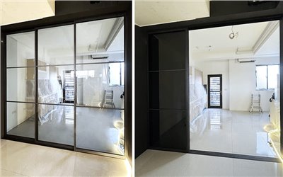 地軌式黑框鋁製拉門WL233