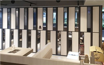 大型多片造型黑框折疊拉門(木板+灰玻)WL238