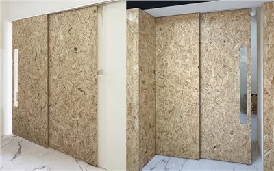 懸吊式OSB板木製拉門WL272