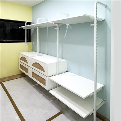 工業風弧形F柱鎖壁式壁面展示陳列架WFL21