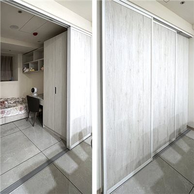 地軌式鋁框木板拉門WL365