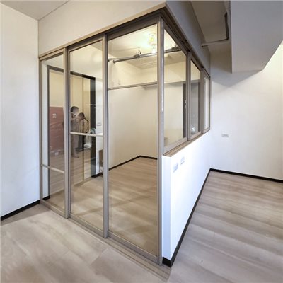 L型垂壁地軌式鋁框拉門WL373